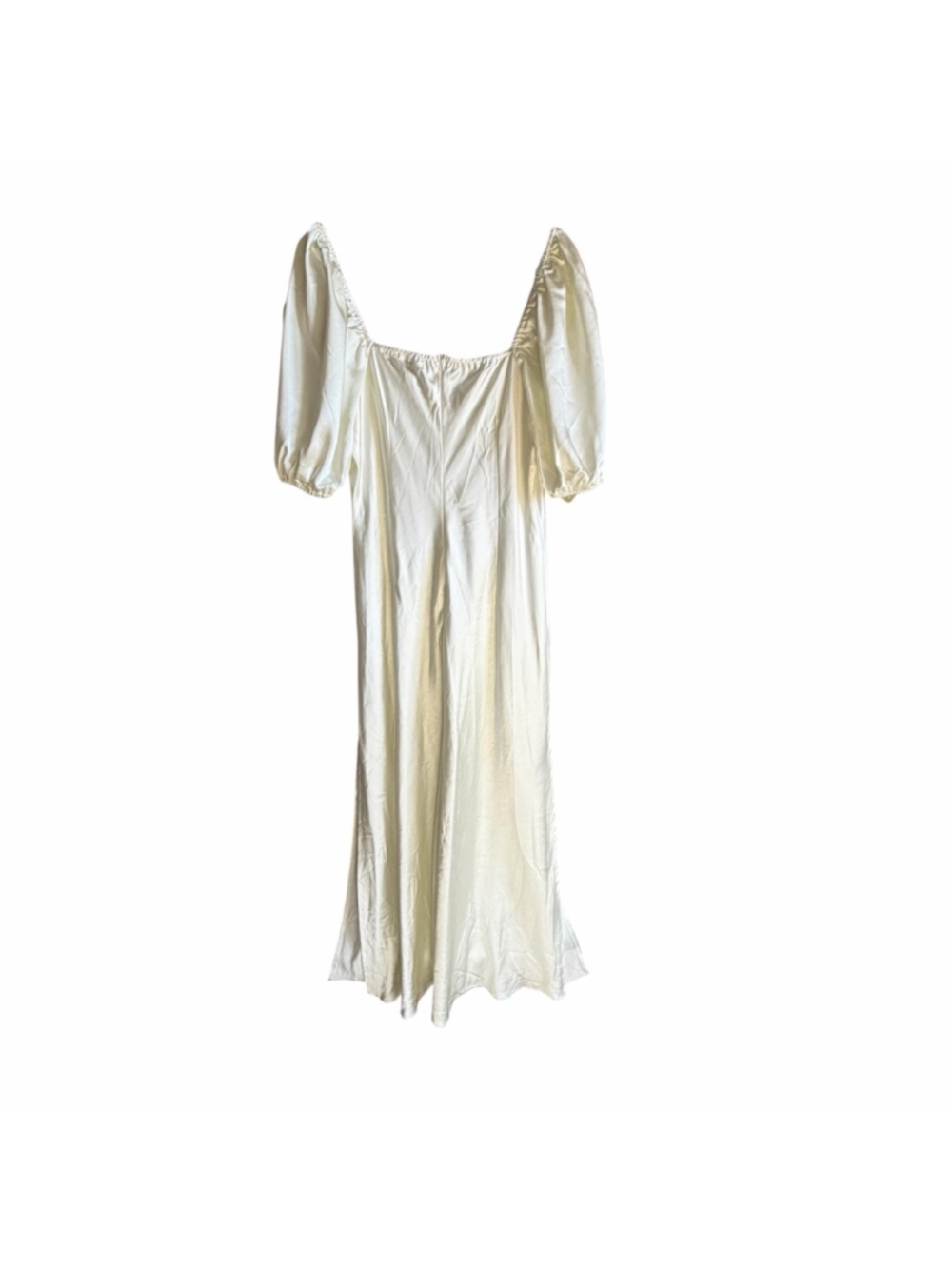 Cider Beige White Satin puff sleeve Wedding Rehearsal Dress 0X - Picture 3 of 15